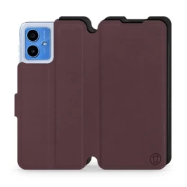 Hülle für Motorola Moto G14 - Farbe Burgund mit Schwarz