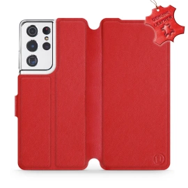 Phone Case Samsung Galaxy S21 Ultra - Design Red Leather