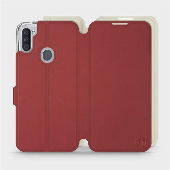 Phone Case Samsung Galaxy M11 - Design Dark Red with Platinum
