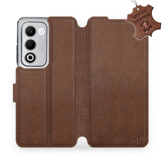Etui ze skóry naturalnej do OPPO A5 5G - wzór Brown Leather