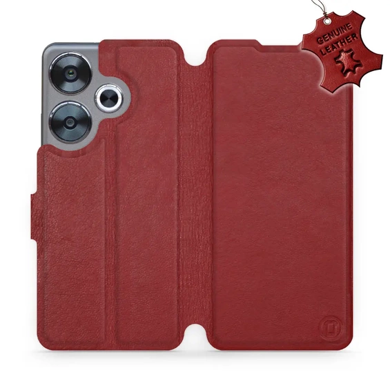 Phone Case Xiaomi POCO F6 - Design Dark Red Leather