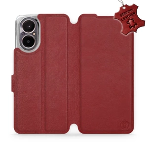 Etui ze skóry naturalnej do Realme C67 4G - wzór Dark Red Leather