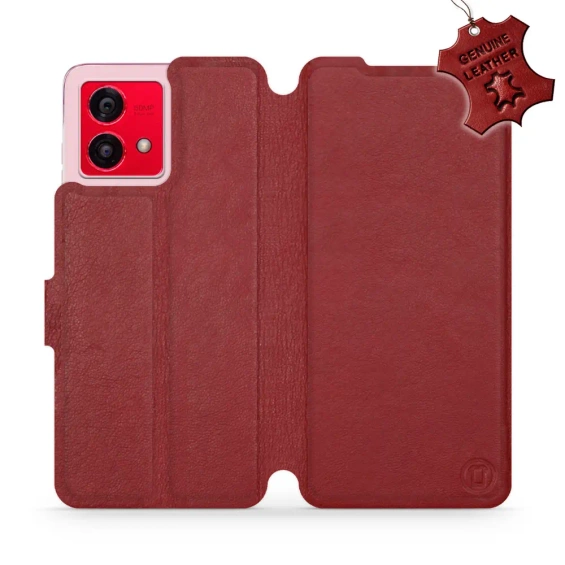 Phone Case Motorola Moto G84 - Design Dark Red Leather