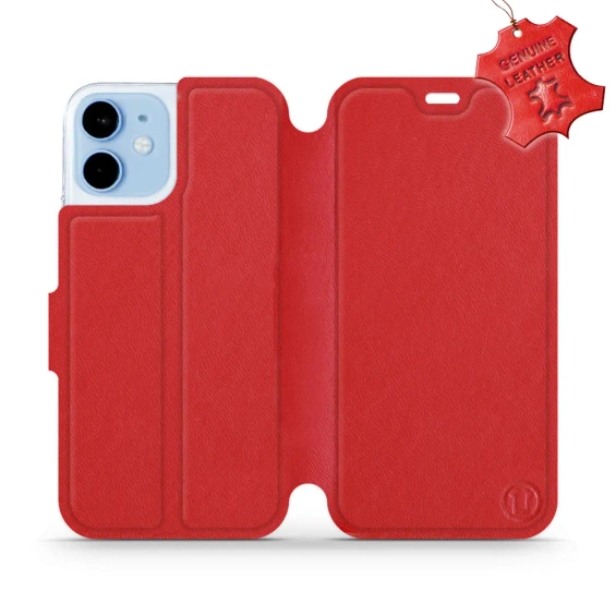 Etui ze skóry naturalnej do Apple iPhone 12 mini - wzór Red Leather