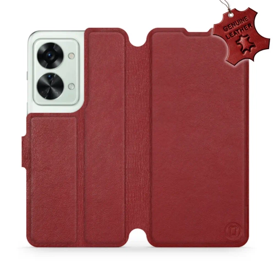 Phone Case OnePlus Nord 2T 5G - Design Dark Red Leather