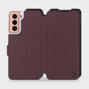 Hülle für Samsung Galaxy S21 - Farbe Burgund mit Schwarz