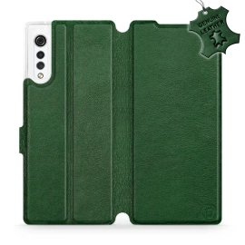 Etui ze skóry naturalnej do LG Velvet - wzór Green Leather