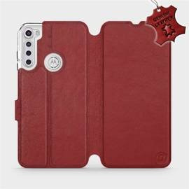 Phone Case Motorola One Fusion Plus - Design Dark Red Leather