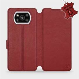 Etui ze skóry naturalnej do Xiaomi POCO X3 Pro - wzór Dark Red Leather