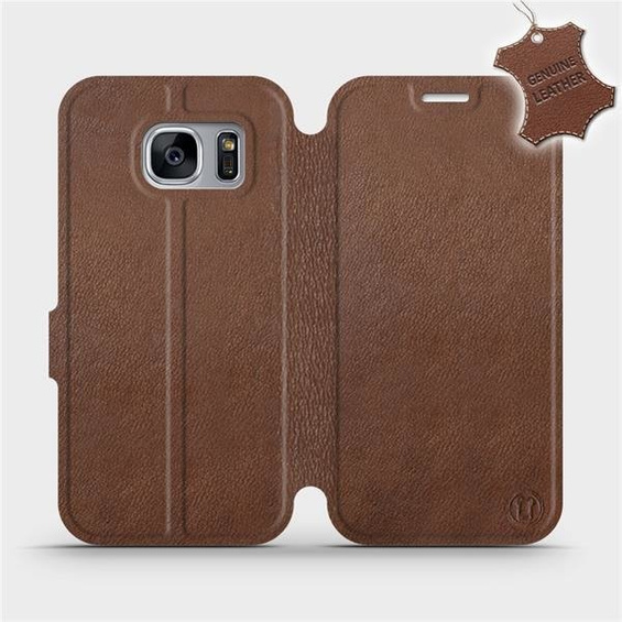 Etui ze skóry naturalnej do Samsung Galaxy S7 Edge - wzór Brown Leather