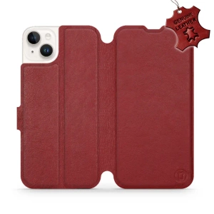 Etui ze skóry naturalnej do Apple iPhone 14 Plus - wzór Dark Red Leather