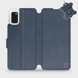 Etui ze skóry naturalnej do Samsung Galaxy A41 - wzór Blue Leather