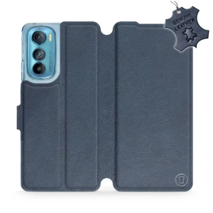 Etui ze skóry naturalnej do Motorola Edge 30 5G - wzór Blue Leather