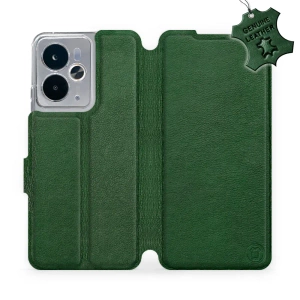Etui ze skóry naturalnej do Realme 14T 5G - wzór Green Leather