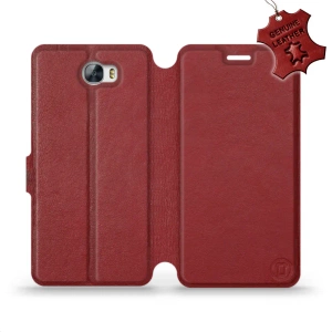 Phone Case Huawei Y6 II Compact - Design Dark Red Leather