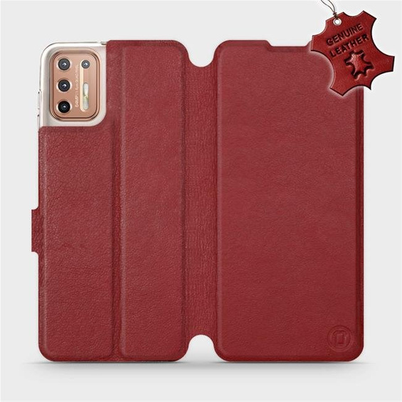 Phone Case Motorola Moto G9 Plus - Design Dark Red Leather