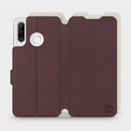 Hülle für Huawei P30 Lite - Farbe Burgund mit Platin