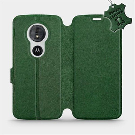 Etui ze skóry naturalnej do Motorola Moto E5 - wzór Green Leather