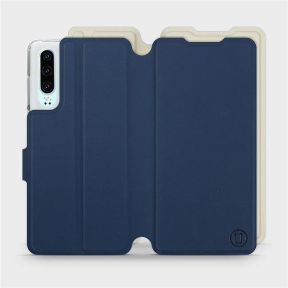 Etui Soft Touch do Huawei P30 - wzór Głęboki granat z platyną