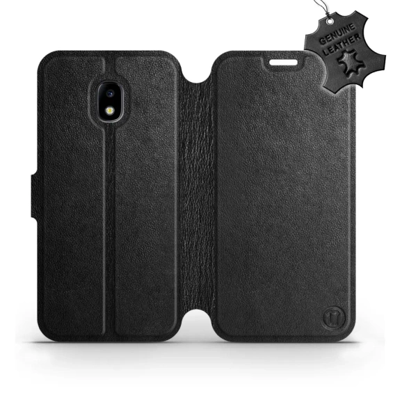 Etui ze skóry naturalnej do Samsung Galaxy J3 2017 - wzór Black Leather