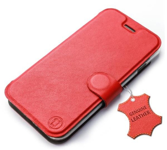 Etui ze skóry naturalnej do Apple iPhone 8 - wzór Red Leather