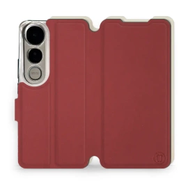 Phone Case Vivo V50 Lite - Design Dark Red with Platinum