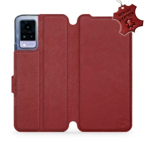 Phone Case Vivo V21 5G - Design Dark Red Leather