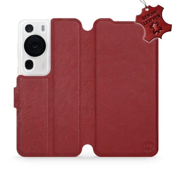 Phone Case Huawei P60 Pro - Design Dark Red Leather