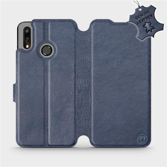 Etui ze skóry naturalnej do Huawei P Smart 2019 - wzór Blue Leather