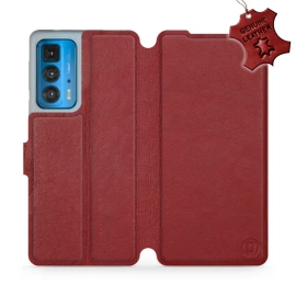 Phone Case Motorola Edge 20 Pro - Design Dark Red Leather