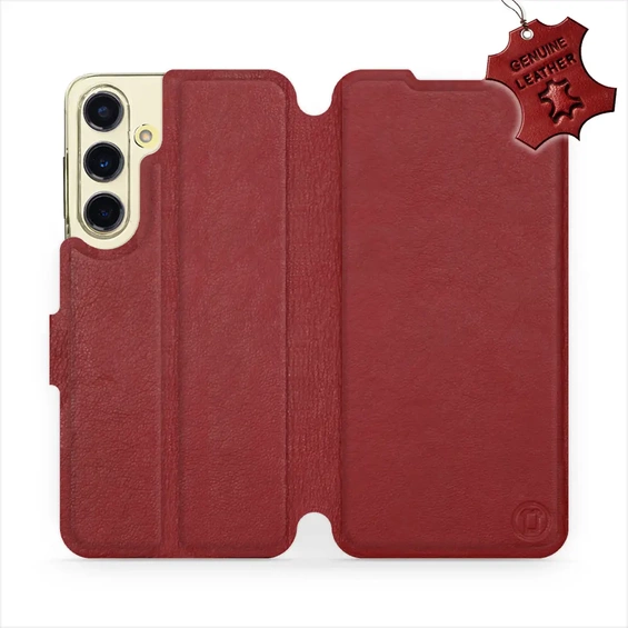 Phone Case Samsung Galaxy S24 FE - Design Dark Red Leather