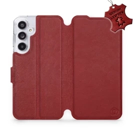Etui ze skóry naturalnej do Samsung Galaxy A55 5G - wzór Dark Red Leather