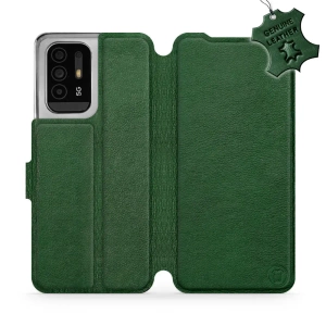 Etui ze skóry naturalnej do OPPO Reno 5 Z - wzór Green Leather