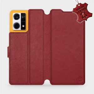 Phone Case Oppo Reno 7 4G - Design Dark Red Leather