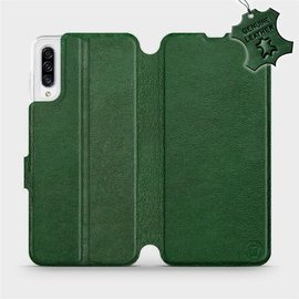 Etui ze skóry naturalnej do Samsung Galaxy A30s - wzór Green Leather