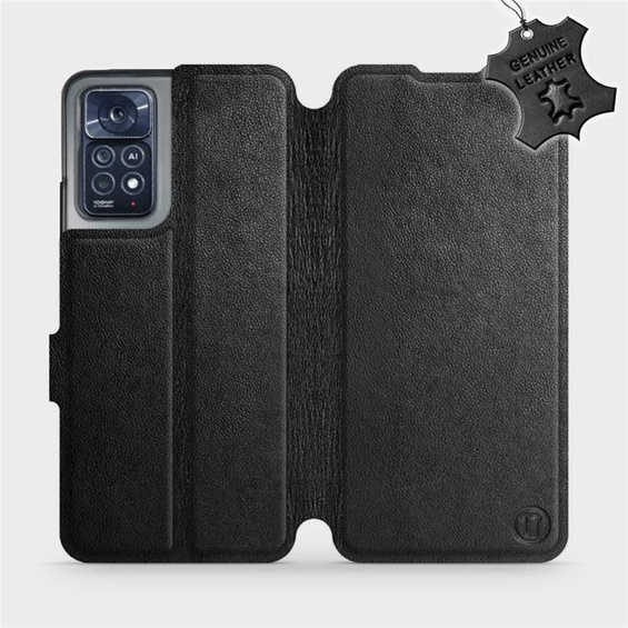 Etui ze skóry naturalnej do Xiaomi Redmi Note 11 Pro 5G - wzór Black Leather