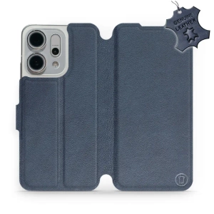 Etui ze skóry naturalnej do OPPO Reno 14 5G - wzór Blue Leather