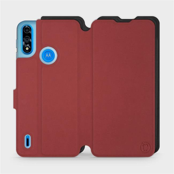 Phone Case Motorola Moto E7 Power - Design Dark Red with Black