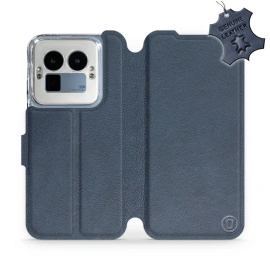 Etui ze skóry naturalnej do Realme GT 8 Pro - wzór Blue Leather