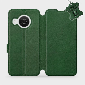 Etui ze skóry naturalnej do Nokia X10 - wzór Green Leather