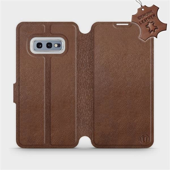 Etui ze skóry naturalnej do Samsung Galaxy S10e - wzór Brown Leather