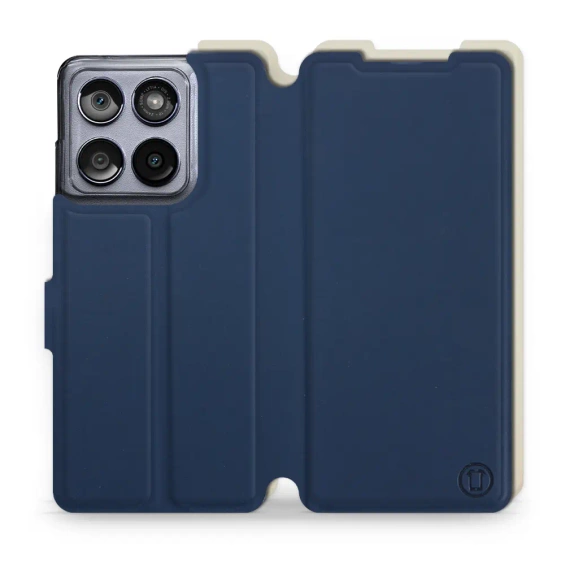 Etui Soft Touch do Motorola Edge 60 Fusion - wzór Głęboki granat z platyną