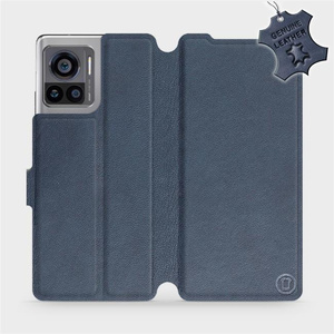 Etui ze skóry naturalnej do Motorola Edge 30 Ultra - wzór Blue Leather