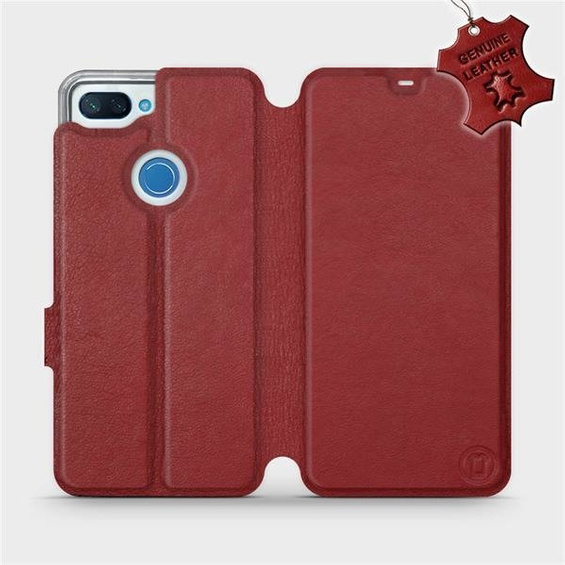 Phone Case Xiaomi Mi 8 Lite - Design Dark Red Leather