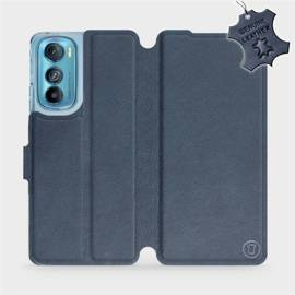 Etui ze skóry naturalnej do Motorola Edge 30 5G - wzór Blue Leather