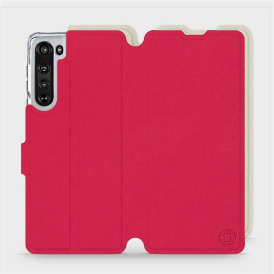 Etui Soft Touch do Motorola Edge - wzór Żywa czerwień z platyną