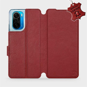 Phone Case Xiaomi POCO F3 - Design Dark Red Leather