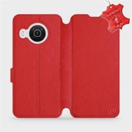 Etui ze skóry naturalnej do Nokia X10 - wzór Red Leather