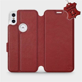 Phone Case Motorola One - Design Dark Red Leather