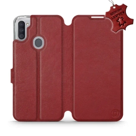 Phone Case Samsung Galaxy M11 - Design Dark Red Leather